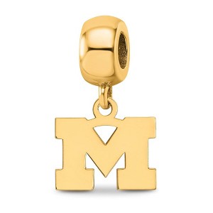 Black Bow Jewelry 14k Yellow Gold Plated Sterling Silver Michigan Wolverines NCAA Bead Charm - 1 of 4