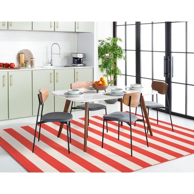 Montauk Rust and Ivory Striped 5' x 8' Wool Cotton Area Rug