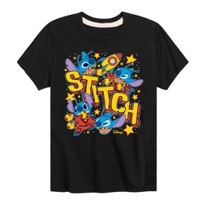 Boys' - Lilo and Stitch - Stitch Space Stickers Short Sleeve Graphic T-Shirt - 1 of 4