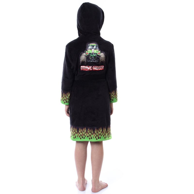 Monster Jam Toy Trucks Boys' Graphic Fleece Plush Hooded Robe Bathrobe Black, 3 of 7