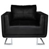vidaXL - Modern Cube Armchair with Chrome Feet, Upholstered with Black Leather, Ergonomic Design, Suitable for Home and Office Settings - 4 of 4
