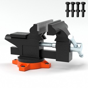 VEVOR Bench Vise, 4.5-inch Jaw Width 3.3-inch Jaw Opening , 240-Degree Swivel Locking Base Multipurpose Vise with Anvil, Heavy Duty Workbench Vise - 1 of 4