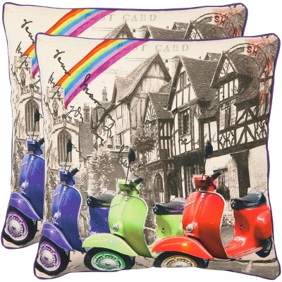 Vienna Pillow (Set of 2) - Multi/Beige - 18" X 18" - Safavieh