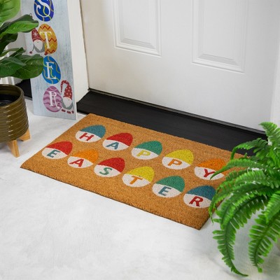 Colorful Coir Happy Easter Egg Outdoor Doormat 18" x 30"