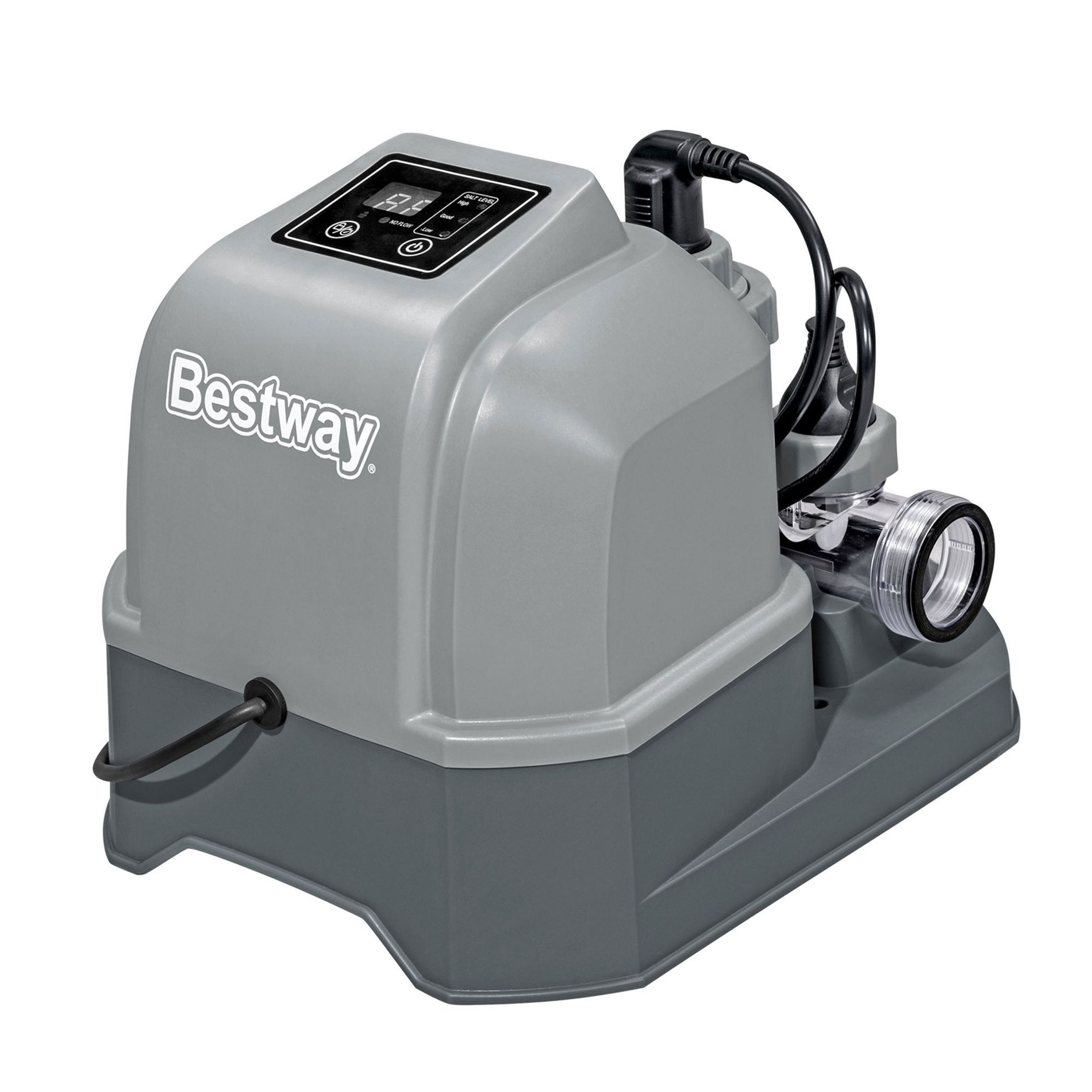 Bestway Flowclear Hydrogenic 6 G/H Digital Self Cleaning Saltwater Chlorinator with Adapters and pH Test Strips for Above Ground Swimming Pool