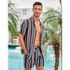 WhizMax Men's Beach Short-Sleeve Shirt and Shorts Striped Set - 2 of 4