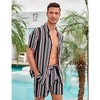 WhizMax Men's Beach Short-Sleeve Shirt and Shorts Striped Set - image 2 of 4