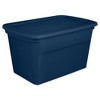 Sterilite Lidded Stackable 30 Gallon Storage Tote with Handles and Indented Lid for Efficient, Space Saving Household Storage, Marine Blue, 6 Pack - image 2 of 4