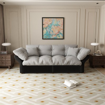 SKRAN 74.8 Queen Pull Out Sofa Bed, 3 in 1 Convertible Sleeper Couch, Velvet Loveseat with Cushions and  2 Pillows for Living Room