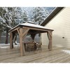 Hardtop Gazebo - Outdoor Metal Pavilion with Galvanized Steel and Aluminum Frame, Double Roof Canopy with Netting and Curtains -Ideal for Patio - 3 of 4