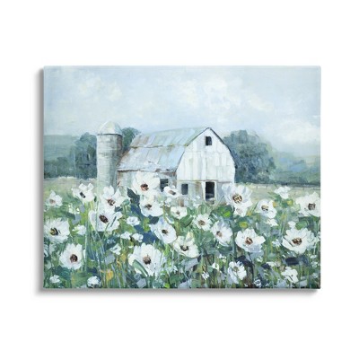 Stupell Rural Barn Flower Meadow Gallery Wrapped Canvas Wall Art