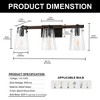 DORESshop 24 in. 3-Light Black and Faux Wood Vintage Farmhouse Vanity Light with Clear Glass Bell Shades for Bathroom - 4 of 4