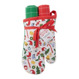 Design Imports Holiday Vibes Oven Mitt Dishtowel Gift Set/3 - 1 of 4