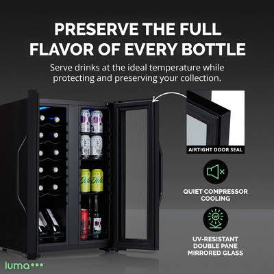 Luma Comfort Shadow Series Black Glass Dual Zone Wine and Beverage Cooler