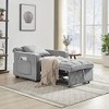 TiramisuBest 3-in-1 Convertible Sleeper Chair Bed, Pull Out Sofa Bed with USB Ports & Cup Holder, Adjustable Backrest, Beige Velvet for Small Spaces - 4 of 4