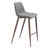 HomeRoots Set of Two 30" Slate Gray and Brown Faux Leather and Steel Bar Height Bar Chairs - 4 of 4