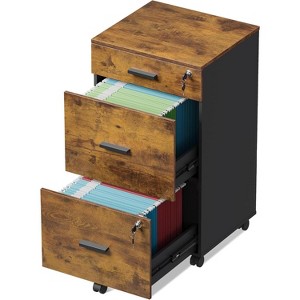 File Cabinet 3-Drawer Rolling Wood Cabinet for Home Office with Lock, Fits Letter/A4 Size - 1 of 4