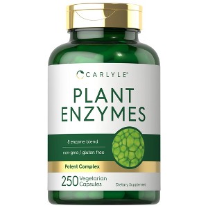 Carlyle Plant Enzymes with Protease, Papain, Lactase and Bromelain | 250 Capsules - 1 of 4
