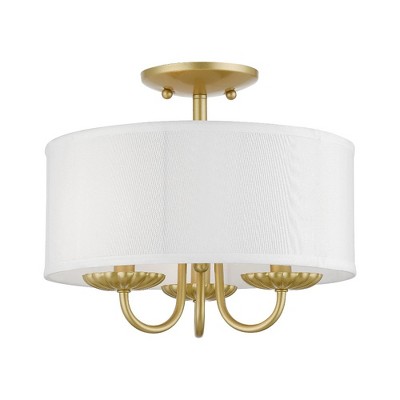 Livex Lighting Brookdale 3 - Light Semi-Flush Mount in  Soft Gold