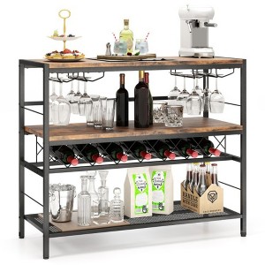 MOEPISY 41 Inch 4 Tier Wine Rack and 4 Rows of Glass Holders - 1 of 4