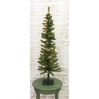 4-Foot White Fir Pencil Slim Christmas Tree with Lights