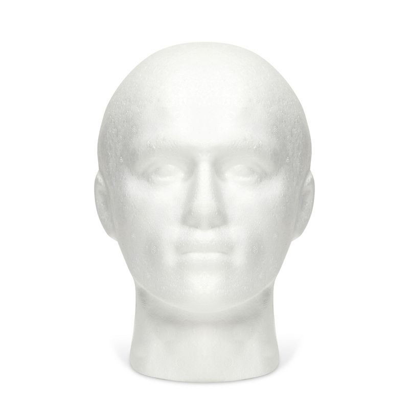 Juvale Male Foam Head Form, Mannequin Display for Masks, Hats, Wigs, Halloween Decoration (White, 9x11 in), 5 of 8