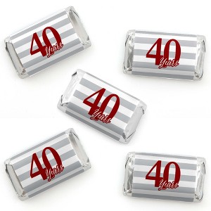 Big Dot of Happiness We Still Do - 40th Wedding Anniversary - Mini Candy Bar Wrapper Stickers - Anniversary Party Small Favors - 40 Count - 1 of 4