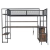 TIRAMISUBEST Twin Size Metal Loft Bed with Built-in Work Station, LED Light & Charging Station, Loft Bedframe w/ Storage Shelves - 4 of 4