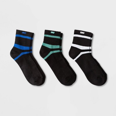 Pair of Thieves Men's 3pk Stripe Cushion Ankle Casual Socks - Blue/Green/White 8-12