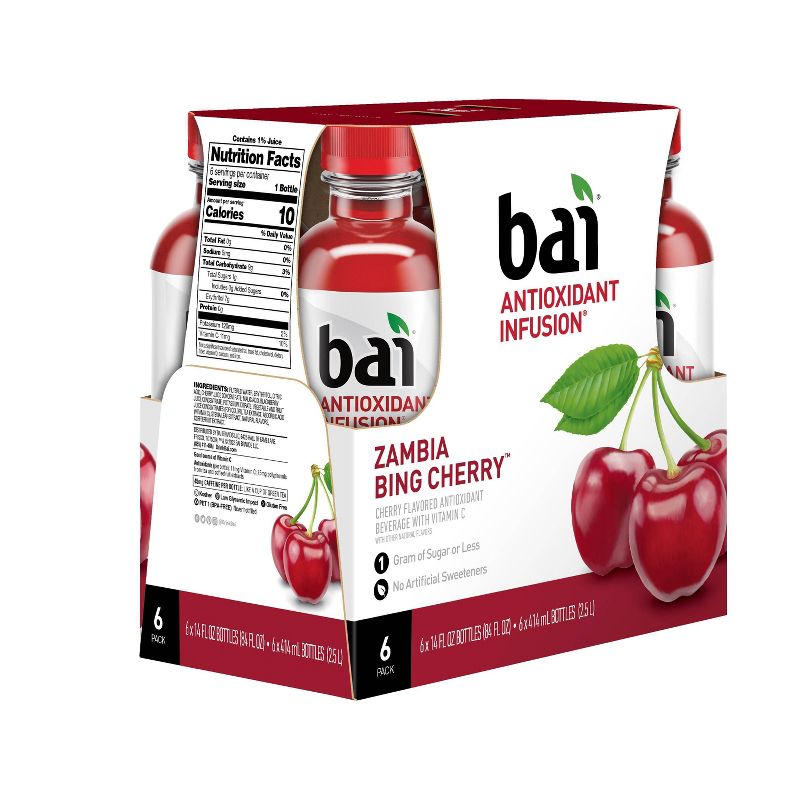 Bai Zambia Bing Cherry Antioxidant Water - 6pk/14 fl oz Bottles, 3 of 6