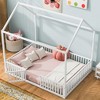 Full Size Metal House Bed with Fence and Door for Bedroom or Apartment - 3 of 4
