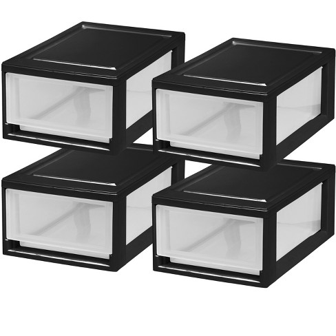 Iris Usa 4pack 6qt Plastic Compact Stackable Storage Drawers, Black : Target