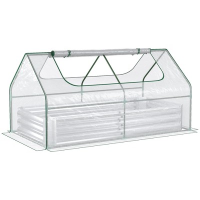 Steel Up Outsunny X Cover, With Use, Greenhouse, Planter With : Bed Clear 38\