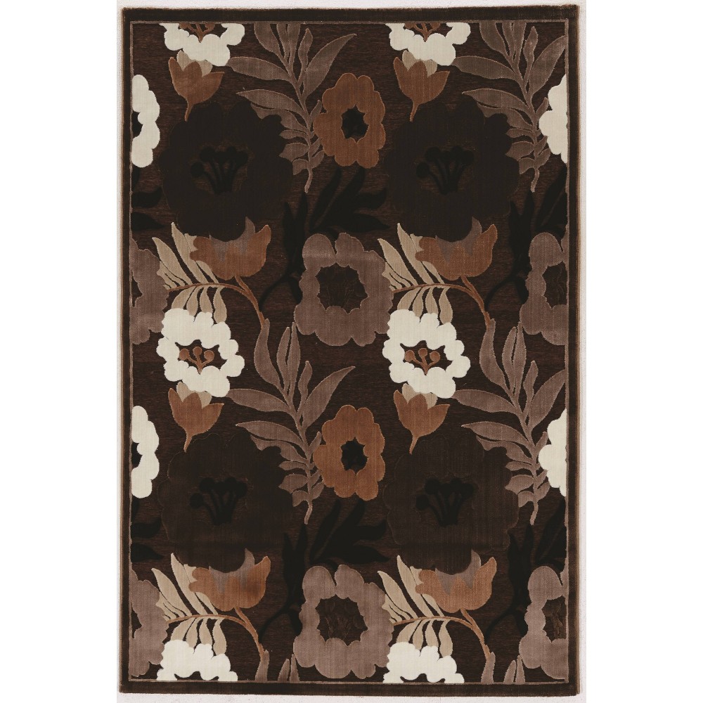 5'x7'6in Hi Lo Floral Rug Chocolate - Linon