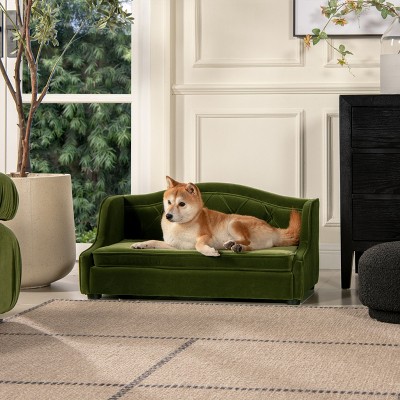 UbMelt Dog Bed Anti-Slip Pet Bed for 35" Medium Dogs Velvet Comfy Dog Couch Durable Dog Sofa Bed Tufted Wingback Dog Sofa