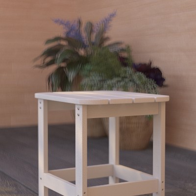 White Poly Resin 21" Indoor/Outdoor Adirondack Side Table