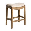 HomeRoots 26" Beige and Brown Fabric and Solid Wood Backless Counter Height Bar Chair - 4 of 4