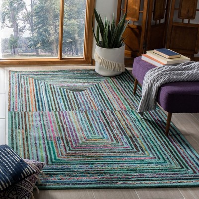 Nantucket Teal Multicolor Hand-Tufted Wool Square Rug