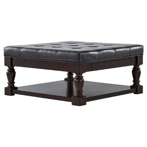 Southgate Espresso Dimple Tufted Baluster Cocktail Ottoman Brown - Inspire Q