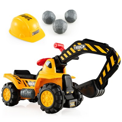 HOMCOM Kids Ride-On Excavator - No Power Digger Toy Walker For Toddlers 18-48 Months