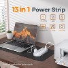 Surge Protector Power Strip 10 Ft Extension Cord, 10 AC Outlet Extender with 3 USB (1 USB C), Flat Plug Power Strip for Home, Office, Dorm Essentials - 2 of 4