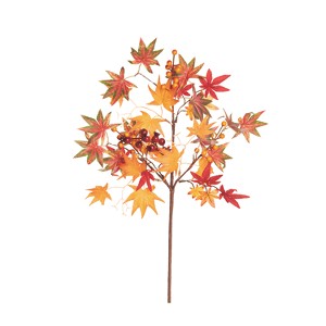 Transpac Fabric 23 in. Orange Harvest Gathered Leaves Spray - 1 of 2