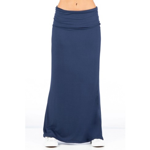 24seven Comfort Apparel Womens Comfortable Foldover Maxi Skirt : Target