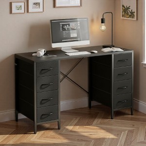 FONTOI 47 Inch Computer Desk Gaming Desk with 8 Drawers Storage Working Table Workstation Home Office Desks Study Desk, Black, 15.75"* 47.2"*29.5" - 1 of 4