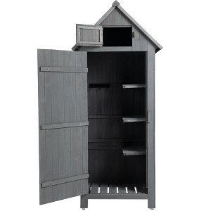 MOEPISY Outdoor Storage Cabinet Tool Shed Wooden Garden Shed Gray - 1 of 4
