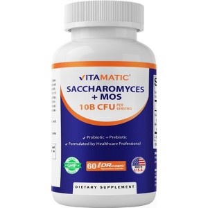 Saccharomyces Boulardii Probiotic 10B per Serving + Yeast Extract 300 mg- 60 DR Capsules - 1 of 4