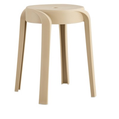 DOMETOUR 6 Pack Stackable Plastic Stools, Colorful Round Nesting Stools for Classroom, Home, Office, Indoor/Outdoor Flexible Seating, Beige