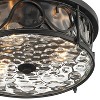 John Timberland Paseo Rustic Industrial Flush Mount Outdoor Ceiling Light Matte Black 6 1/4" Clear Hammered Glass Damp Rated for Post Exterior Barn - 3 of 4