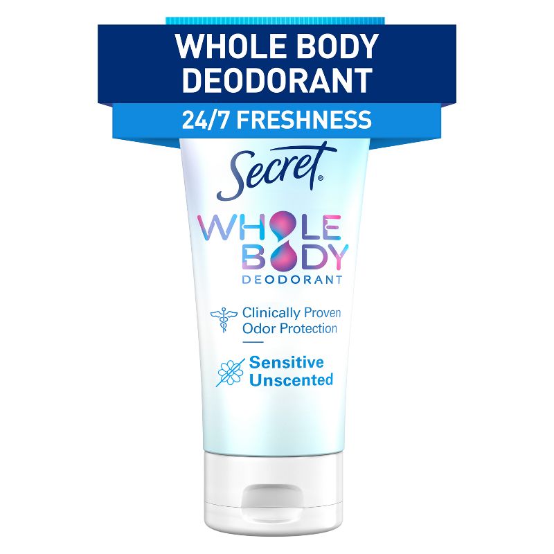 Secret Whole Body Aluminum Free Deodorant Clear Cream - Unscented - 3.0oz, 1 of 15