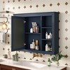 Bathroom Mirror Cabinet, Modern Bathroom Wall Cabinet Storage Organizer With Mirrors Door, 6 Open Shelves, Above Toilet Storage Cabinet - 2 of 4